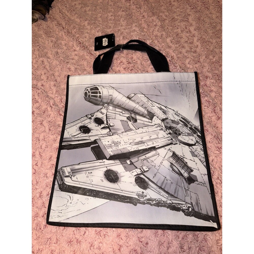 Disney Store Reusable Shopping Tote Carry Bag Star Wars Millennium Falcon Black